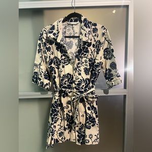 Zara floral button up tie dress